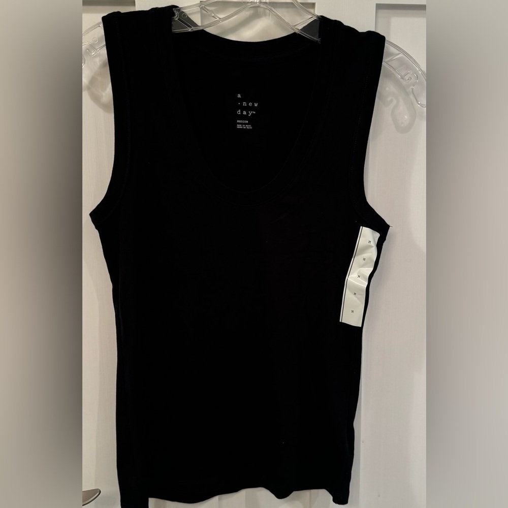 A New Day Cotton Tank Tops - Black/Purple